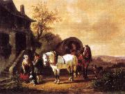 Wouterus Verschuur Waiting before the inn oil painting